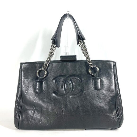CHANEL shoulder bag CC CC Mark Double Chain Shoulder Bag Calf leather Black/... - Picture 1 of 16